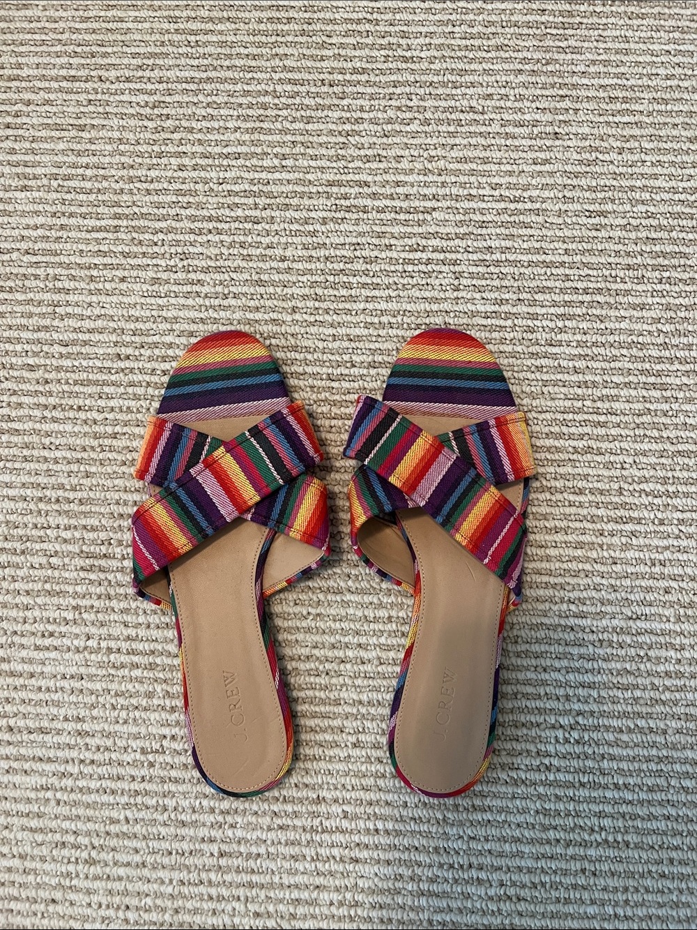 J. Crew Rainbow Striped Slide Sandals